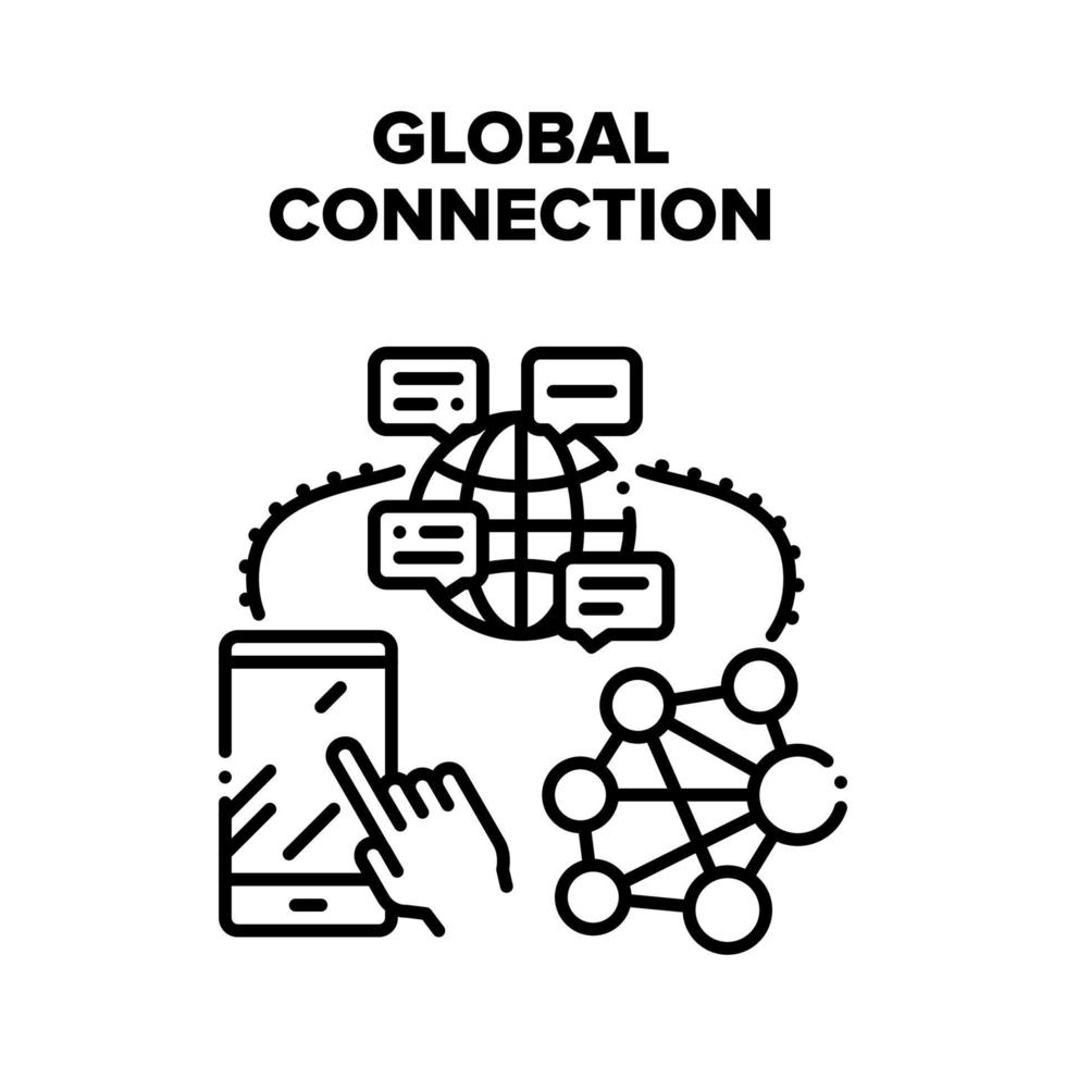 Global Connection Internet Vector Black Illustration