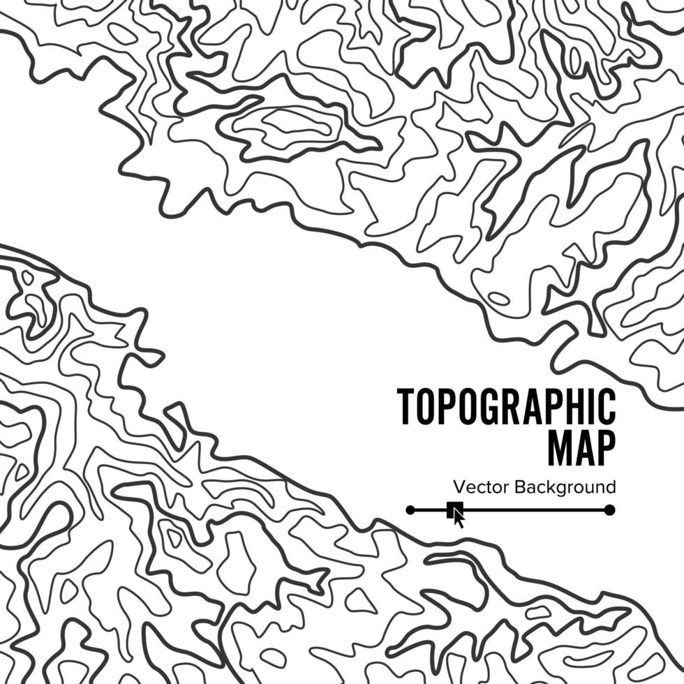 vector de mapa topográfico de contorno. telón de fondo ondulado de geografía. concepto gráfico de cartografía.