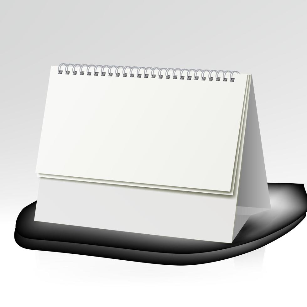 plantilla de vector de calendario espiral. calendario de mesa vertical con páginas en blanco y espiral negra