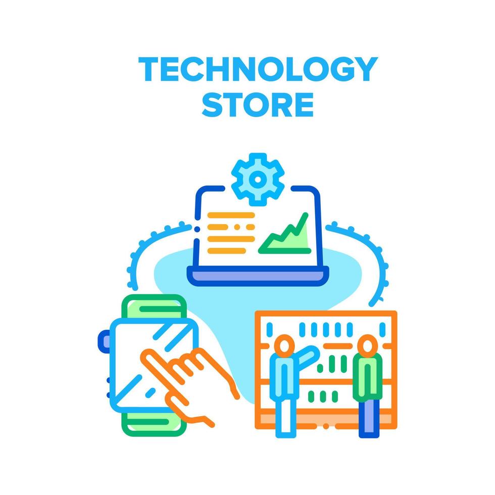 Technology Store Vector Concept Color Illustration