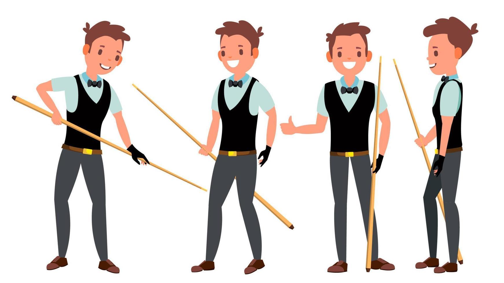 Snooker Male Player Vector. In Action. Professional Player Playing. Pool Room. Billiard. Cartoon Character Illustration vector