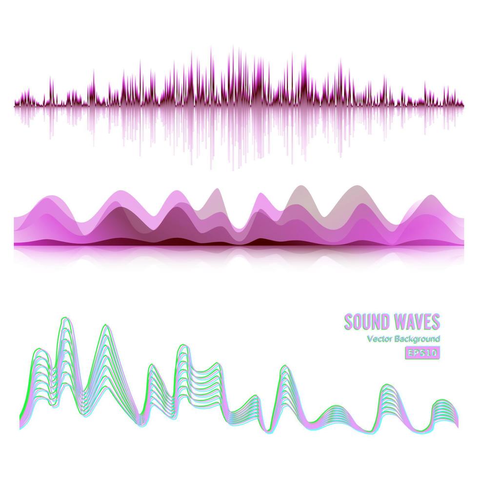 Music Sound Waves Pulse Abstract Vector. Digital Frequency Track Equalizer Illustration vector