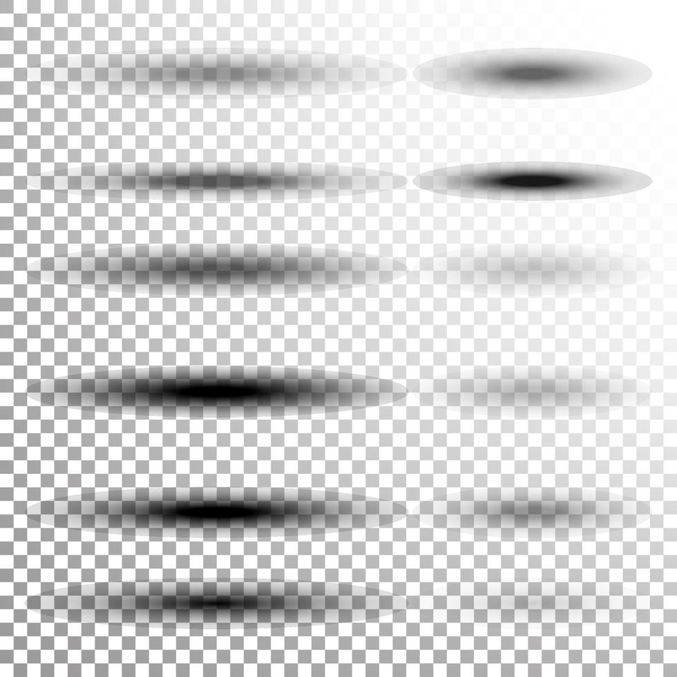 Transparent Soft Shadow Vector. Transparency Oval Shadow With Soft Edges Isolated On Checkered Background. Design Element vector