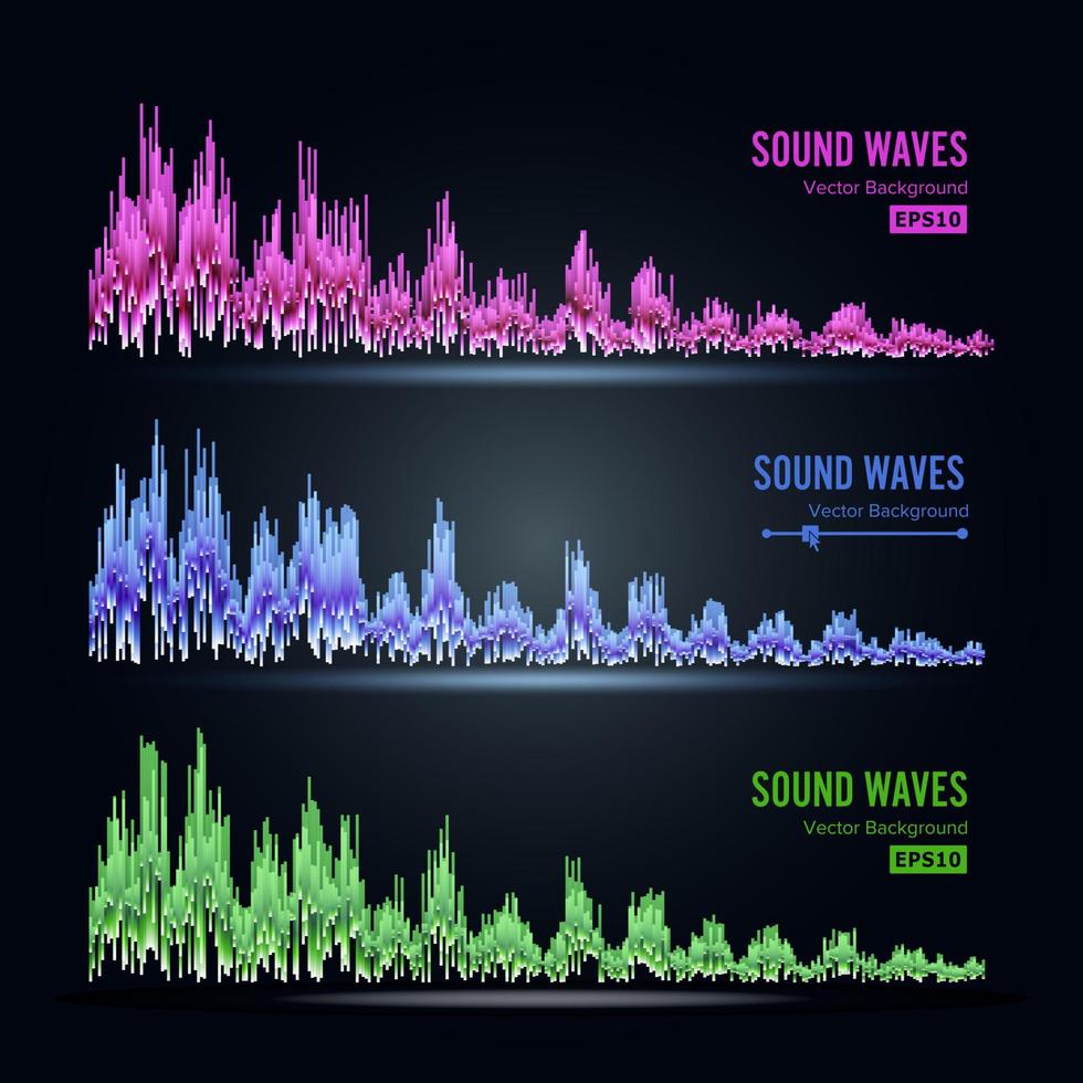 Music Sound Waves Pulse Abstract Vector. Synthesis And Electronic Sound Hearing. Abstract Technology For Creating Tunes And Ringtones. vector