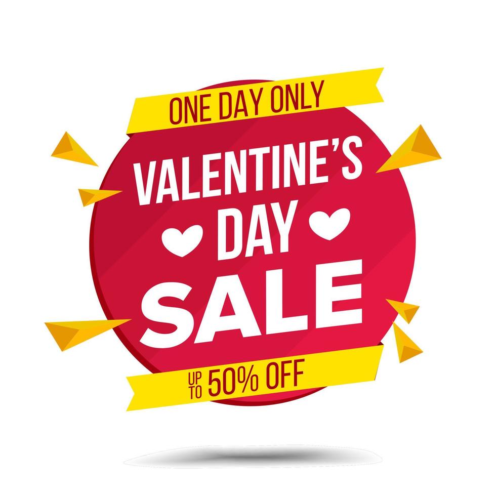 Valentine s Day Sale Banner Vector. February 14 Advertising Element. Isolated On White Illustration vector
