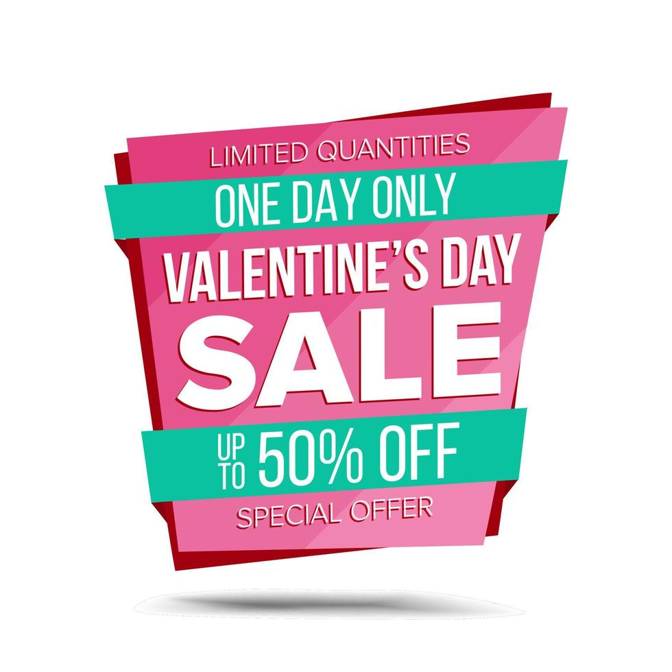 Valentine s Day Sale Banner Vector. Special Offer Sale Banner. February 14 Sale Announcement. Isolated On White Illustration vector