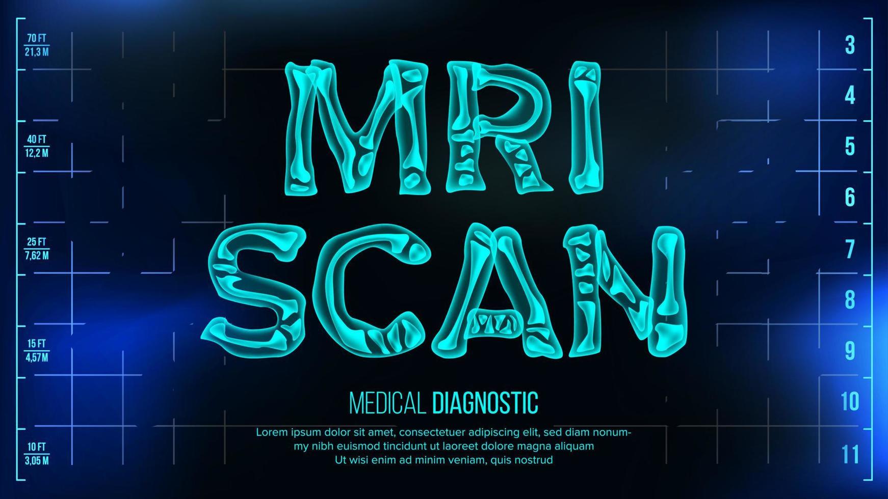 MRI Scan Banner Vector. Medical Background. Transparent Roentgen X-Ray Text With Bones. Radiology 3D Scan. Medical Health Typography. Futuristic Technology Illustration vector