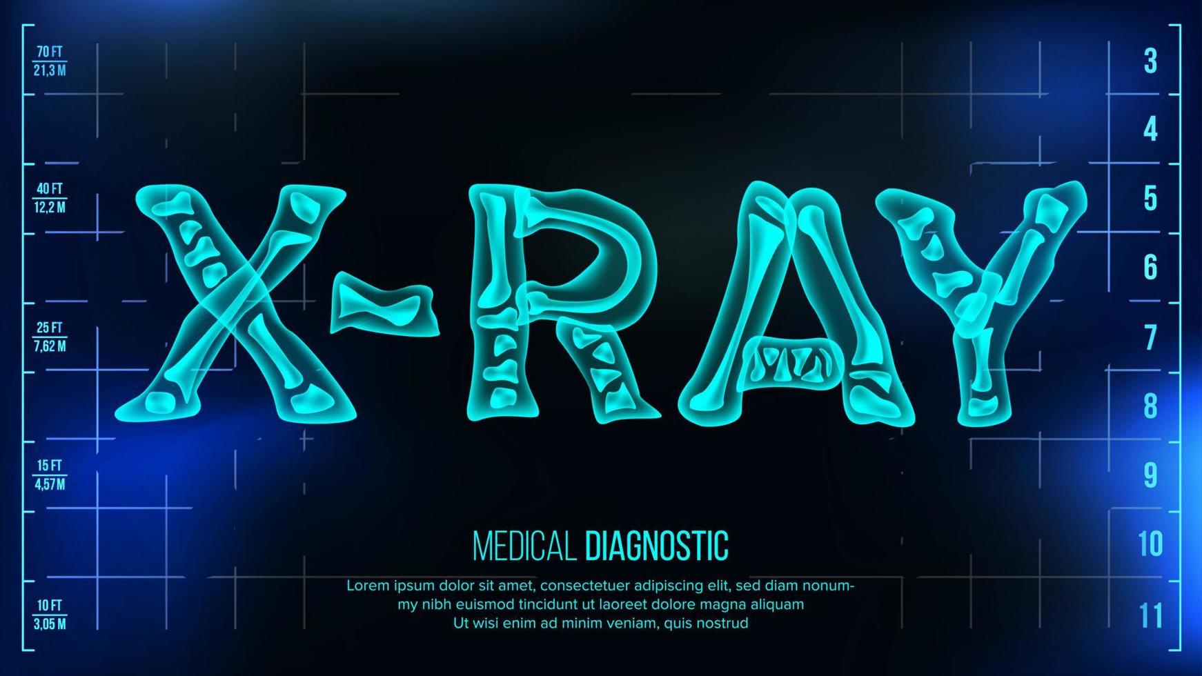 X-ray Banner Vector. Medical Background. Transparent Roentgen X-Ray Text With Bones. Radiology 3D Scan. Medical Health Typography. Futuristic Technology Illustration vector