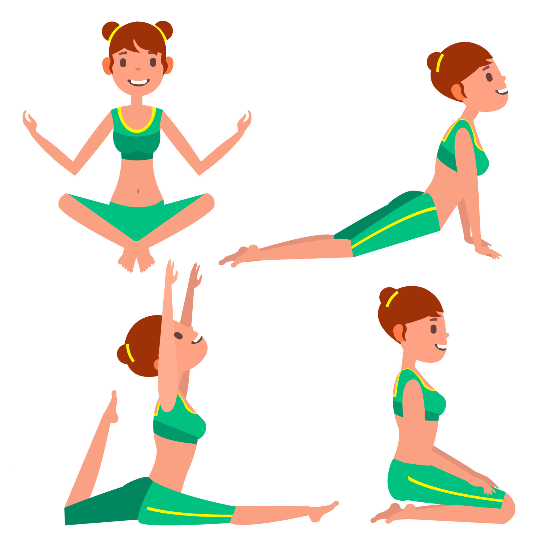 Yoga Woman Poses Set Vector. Girl. Yoga Exercise. Doing Fitness, Sport ...