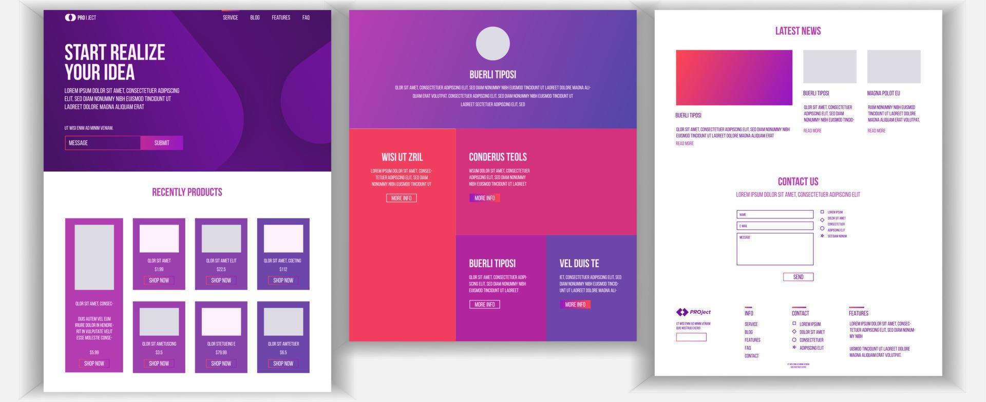 Website Design Template Vector. Business Project. Landing Web Page. Financial Management. Looking Opportunity. Corporate Concept. Popular Ptroducts. Illustration vector