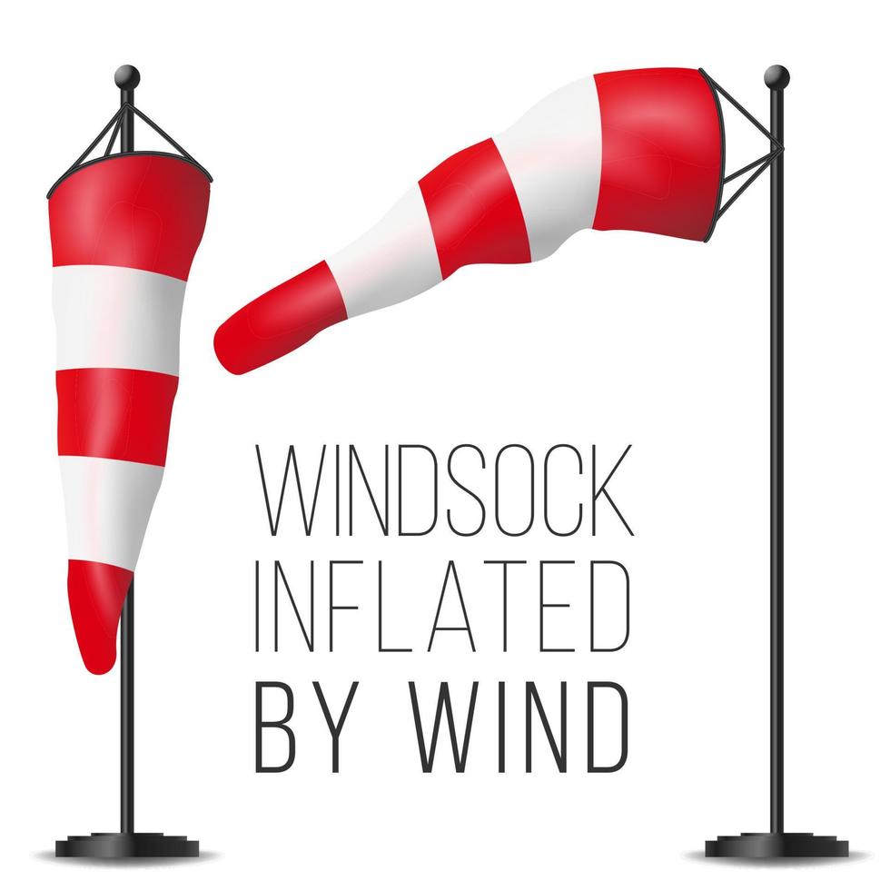 Wind Speed Flag Vector. Inflated By Wind On A Pole. 3D Weather Windsock Isolated Illustration vector