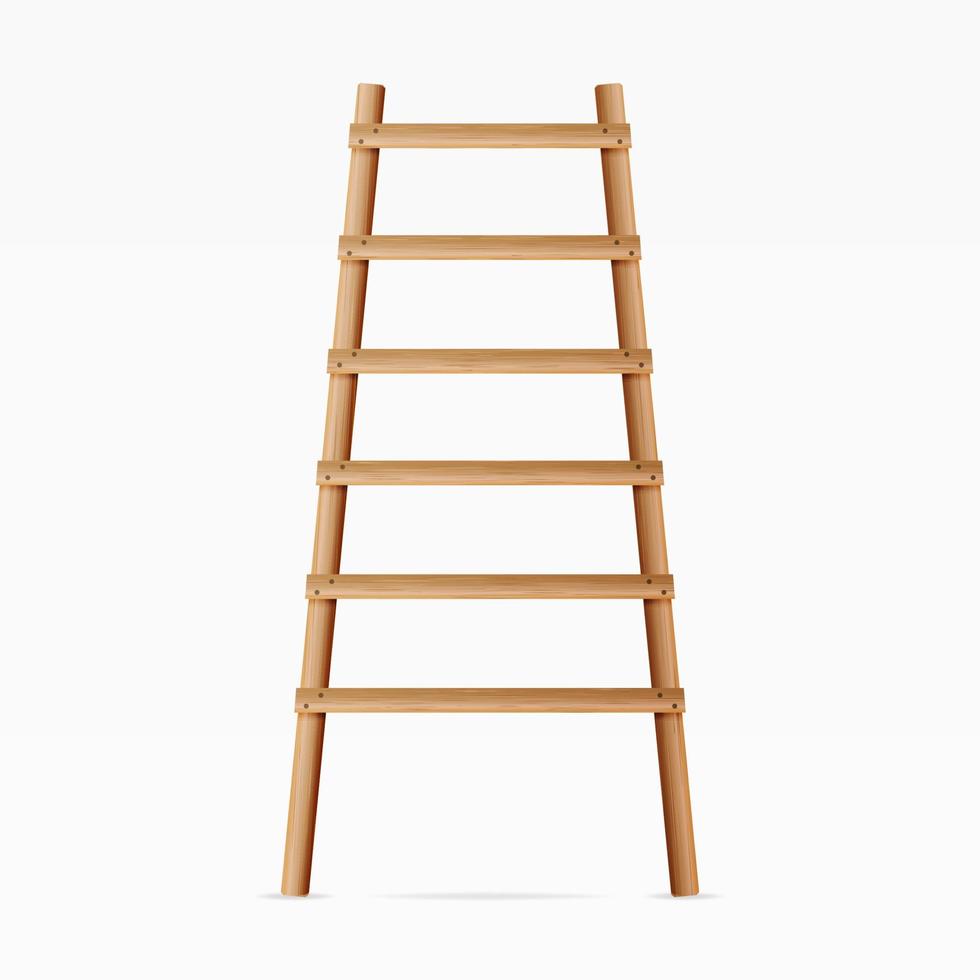 Wooden Ladder Vector. Isolated On White Background. Realistic Illustration. vector