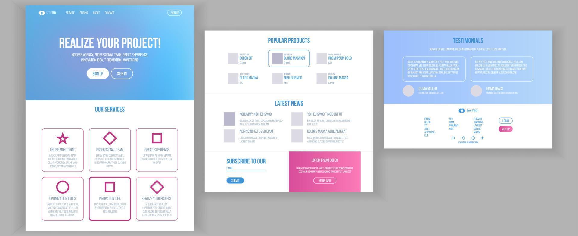 Website Template Vector. Page Business Technology. Landing Web Page. Creative Modern Layout. Payment Plan. Engineering Growth. Example Brand. Illustration vector