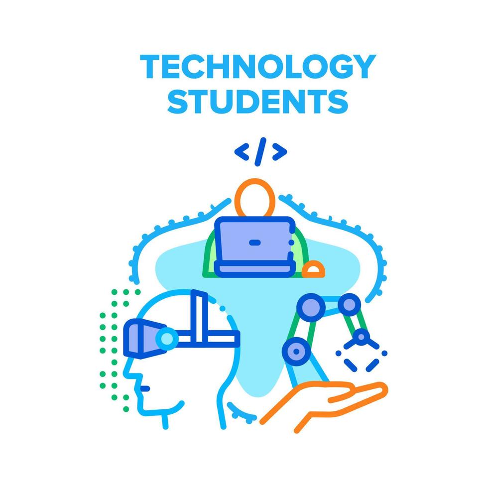 Technology Students For Study Vector Concept Color