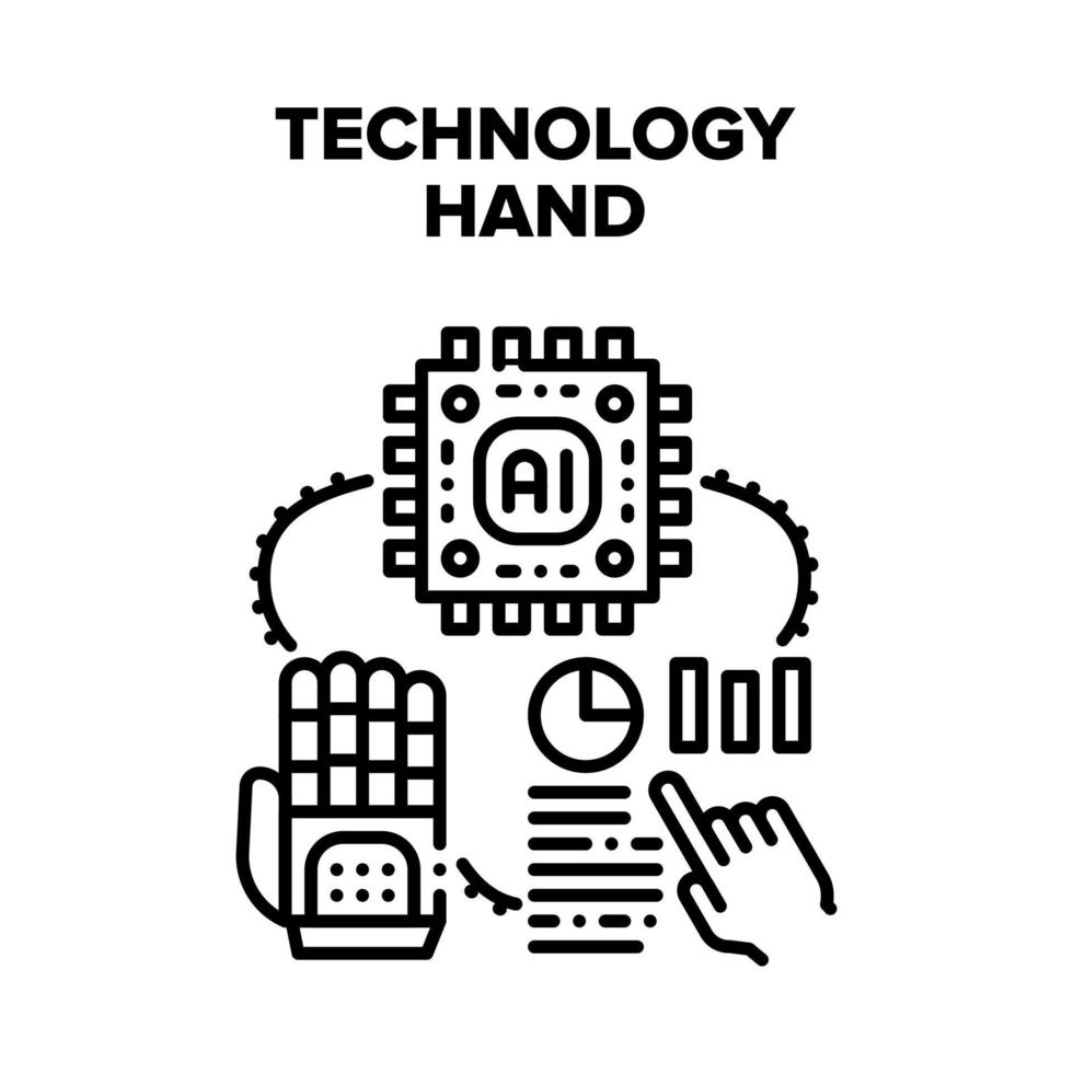 Technology Hand Vector Black Illustration