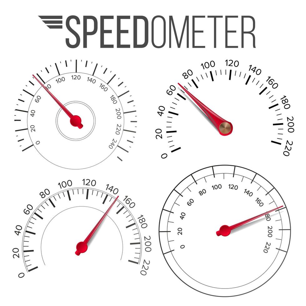 Speedometer Set Vector. Car Abstract Console Gauge Tachometer. Tachometer. For Transportation, Racing Design. Illustration vector