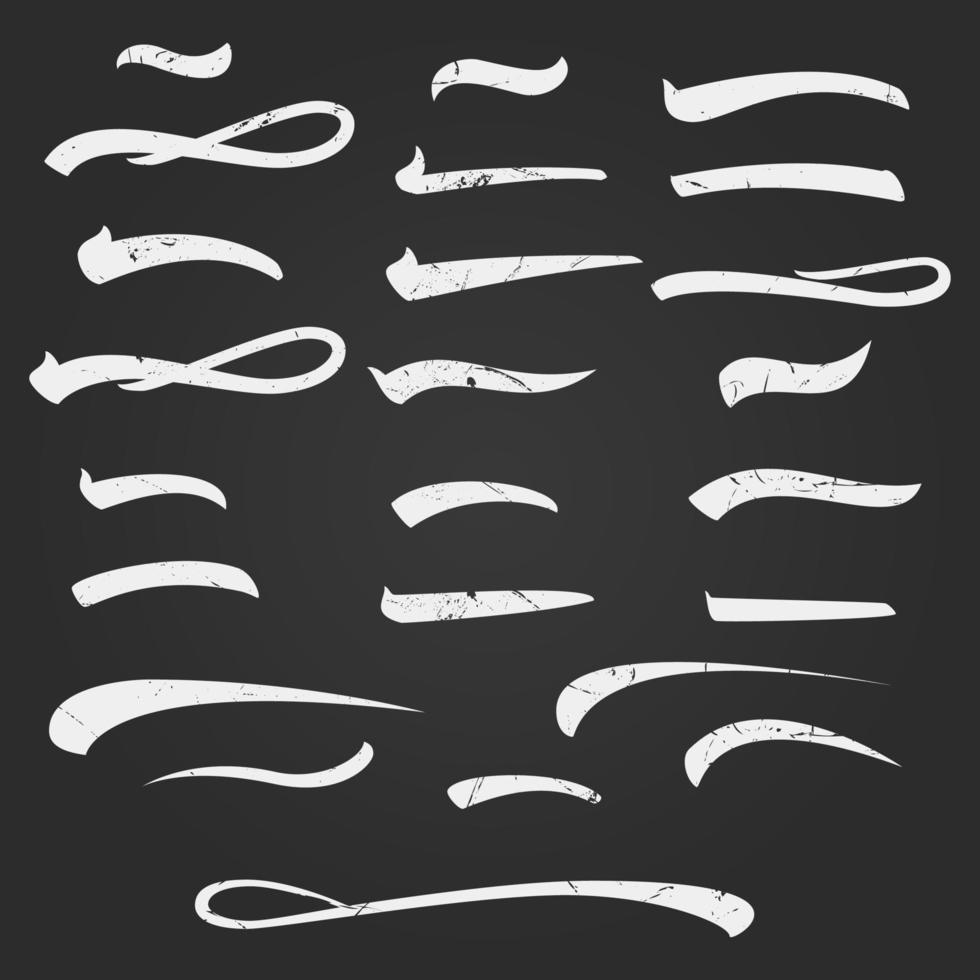 Set of Hand Lettering Underlines Lines Isolated On White. Handwritten Letter. Vintage Elements For Your Design. Vector illustration Handwritten Marker.