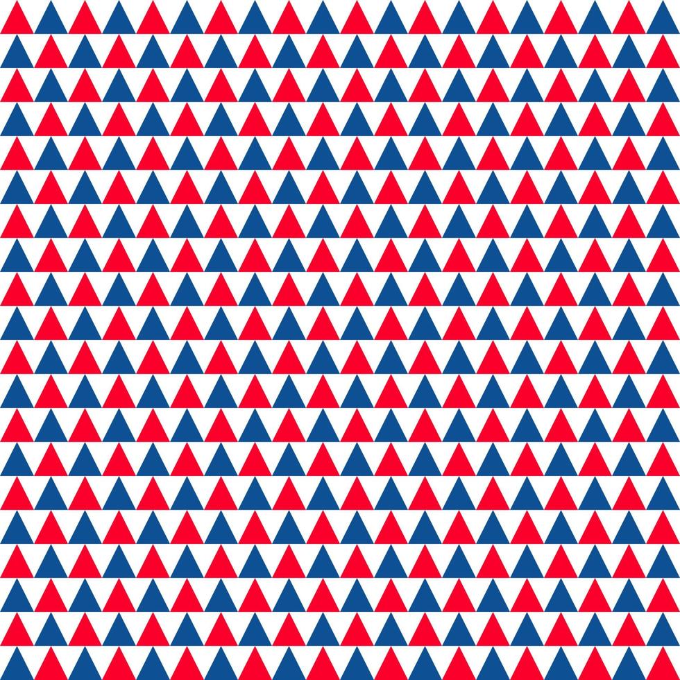 patrón patriótico americano sin fisuras. Fondo tradicional de Estados Unidos. telón de fondo triangular rojo azul blanco. plantilla vectorial para tela, textil, papel pintado, papel de envolver, etc. vector