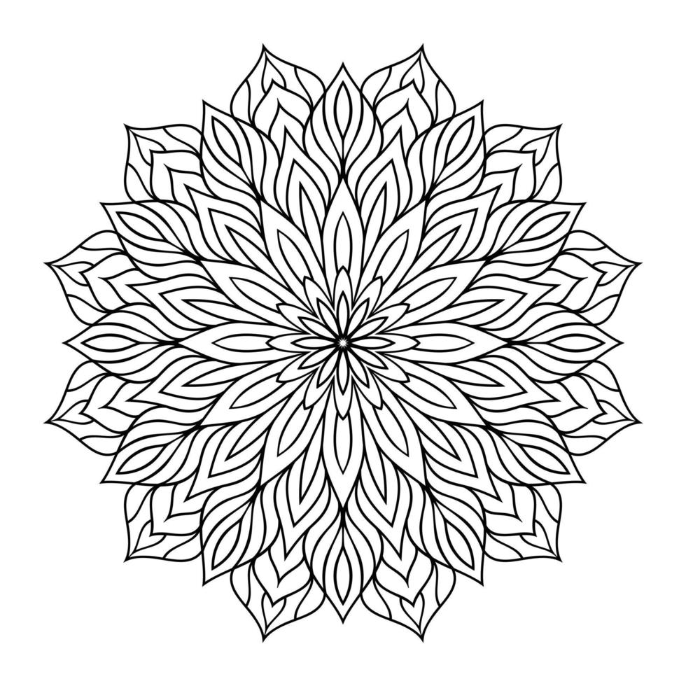 Mandala floral coloring page interior, hand drawn outlined mandala line art doodle for coloring page vector