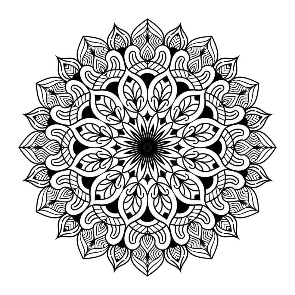 interior de la página de coloración floral de mandala, garabato de arte de línea de mandala delineado a mano para página de color vector