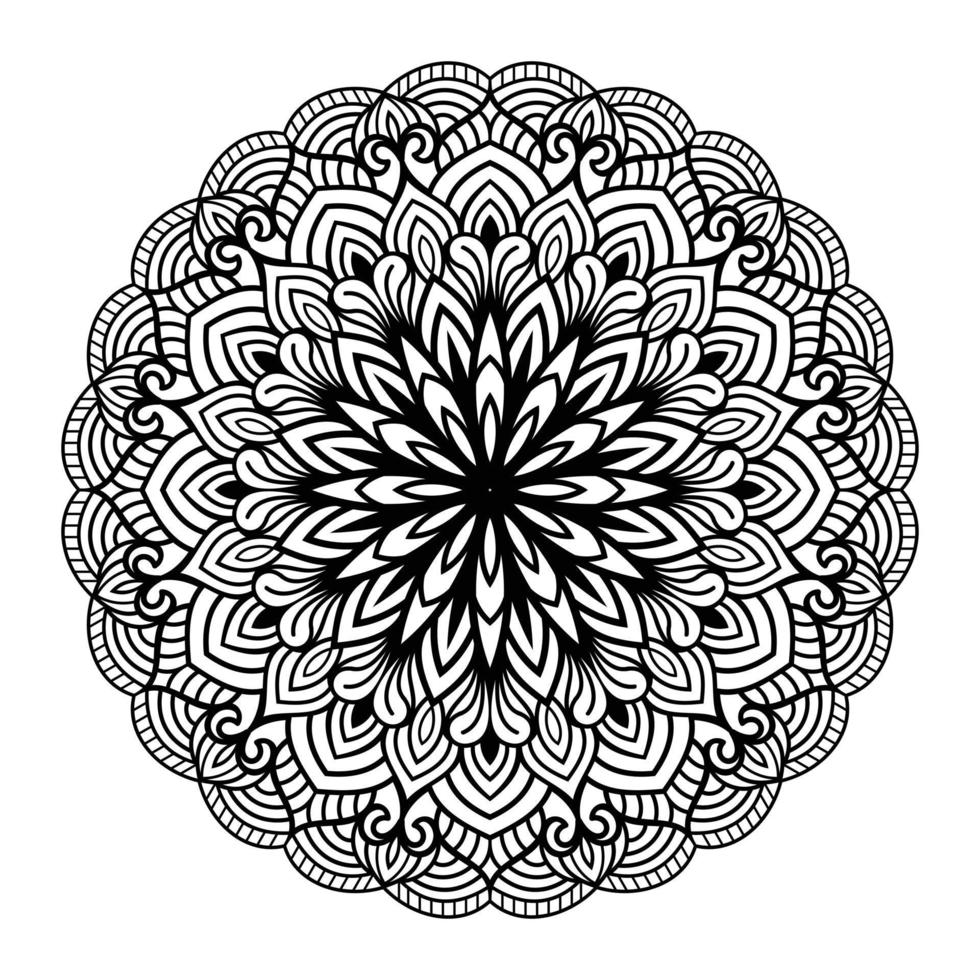 Mandala floral coloring page interior, hand drawn outlined mandala line art doodle for coloring page vector