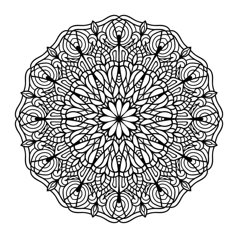 Mandala floral coloring page interior, hand drawn outlined mandala line art doodle for coloring page vector