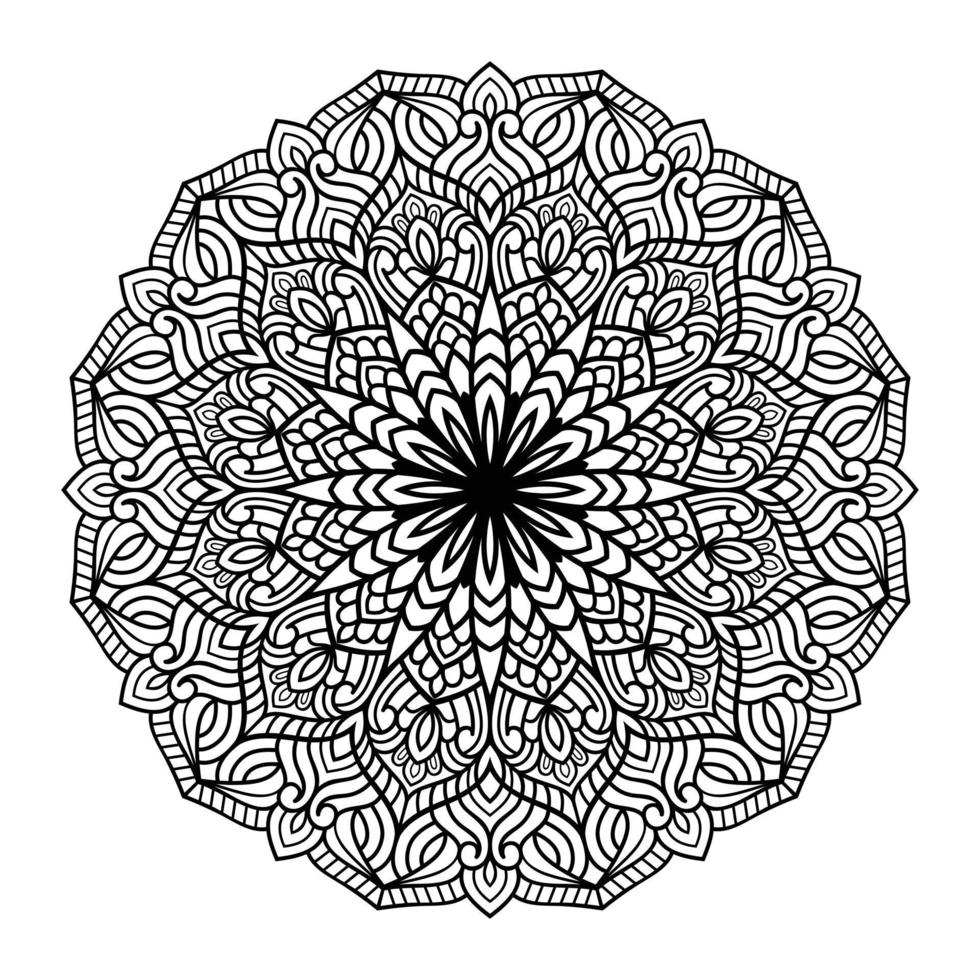 Mandala floral coloring page interior, hand drawn outlined mandala line art doodle for coloring page vector
