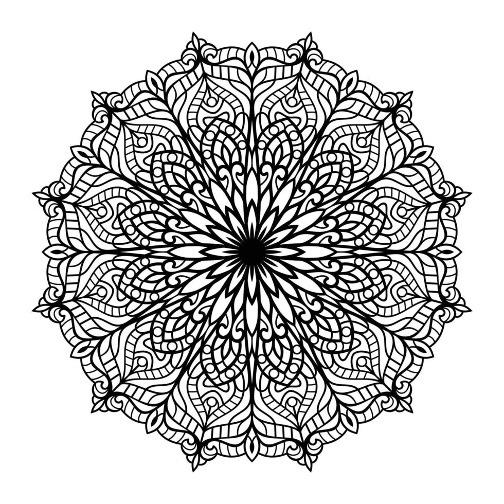 interior de la página de coloreado de mandala floral, garabato de arte de línea de mandala delineado a mano para la página de coloreado, libro de coloreado de mandala floral vector