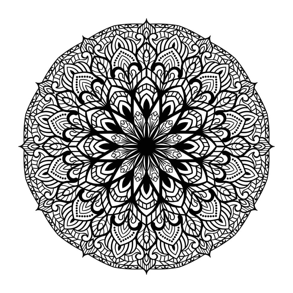 Floral mandala coloring page interior, hand drawn outlined mandala line art doodle for coloring page, floral mandala coloring book vector
