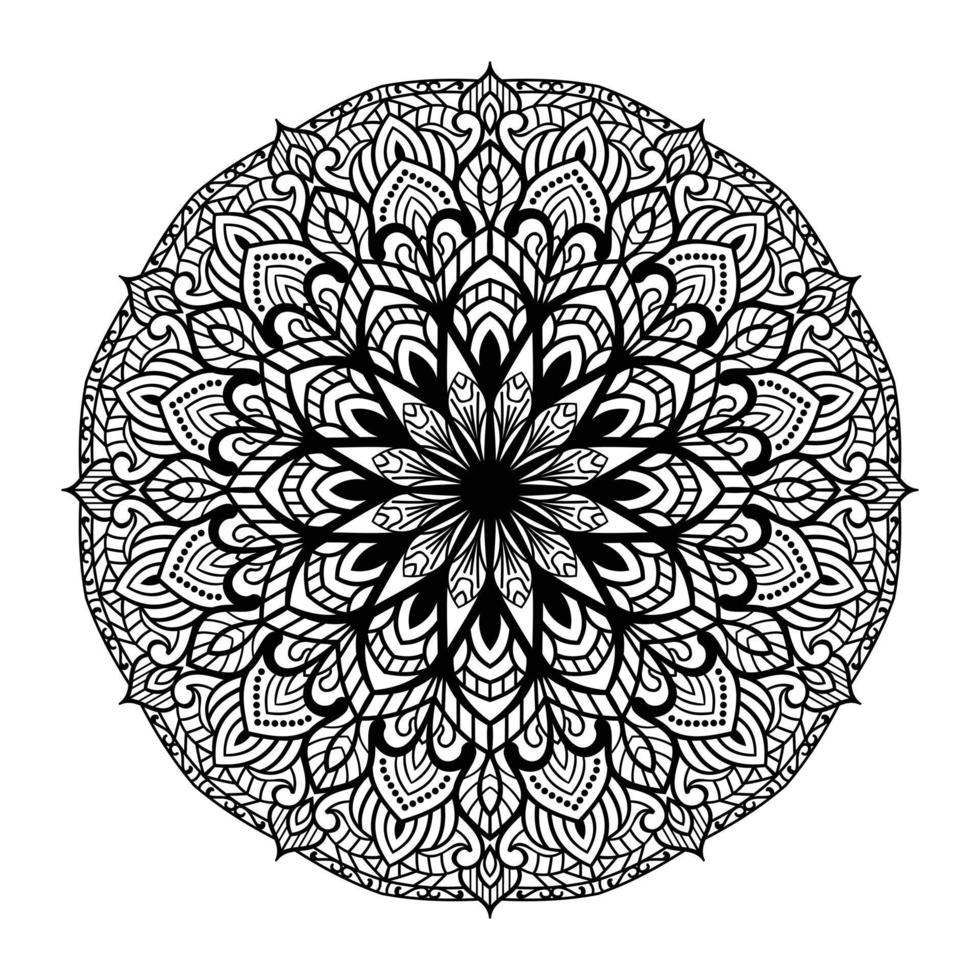 interior de la página de coloreado de mandala floral, garabato de arte de línea de mandala delineado a mano para la página de coloreado, libro de coloreado de mandala floral vector