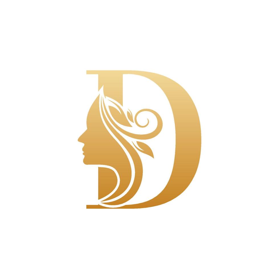 Initial D face beauty logo design templates vector