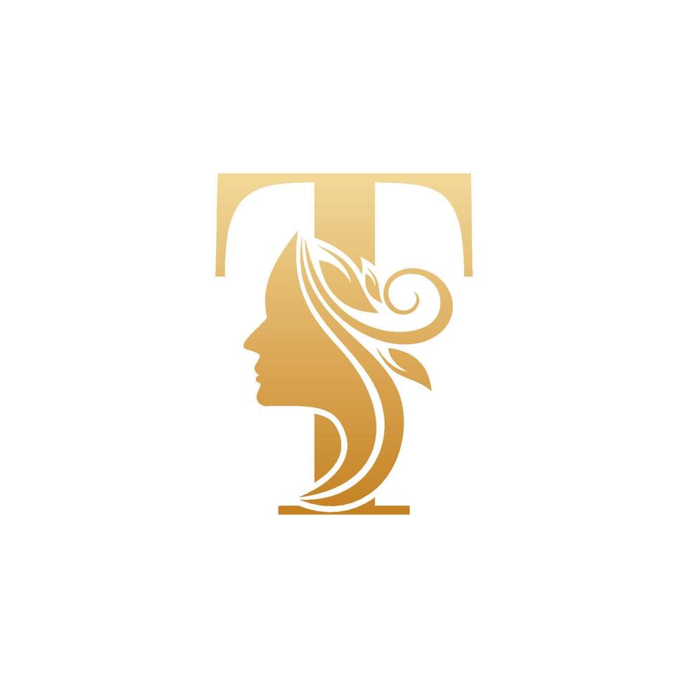 Initial T face beauty logo design templates vector