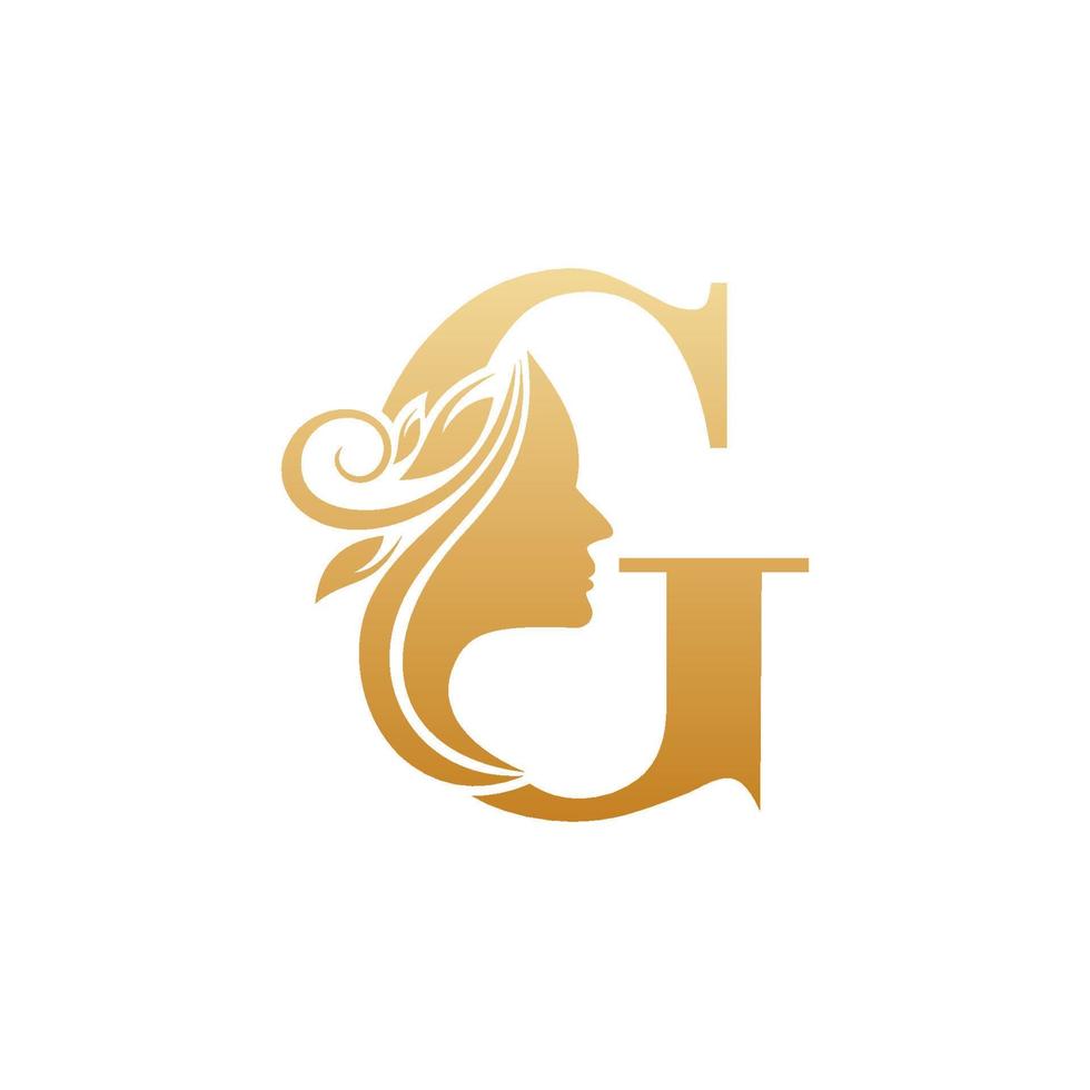 Initial G face beauty logo design templates vector