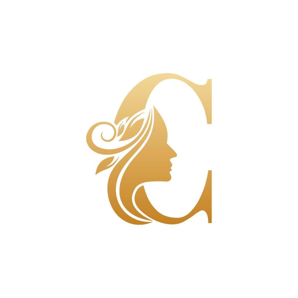 Initial C face beauty logo design templates vector