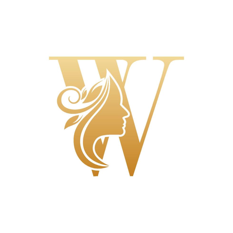 Initial W face beauty logo design templates vector