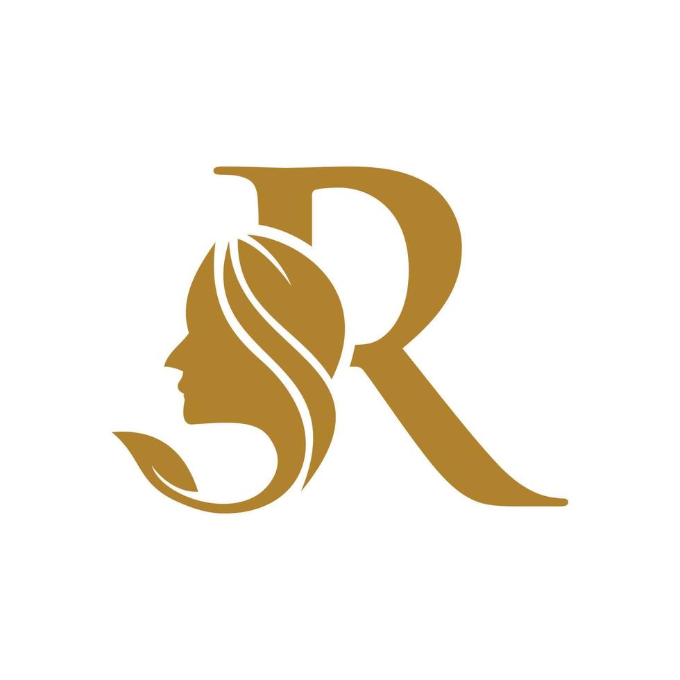 Initial R face beauty logo design templates vector