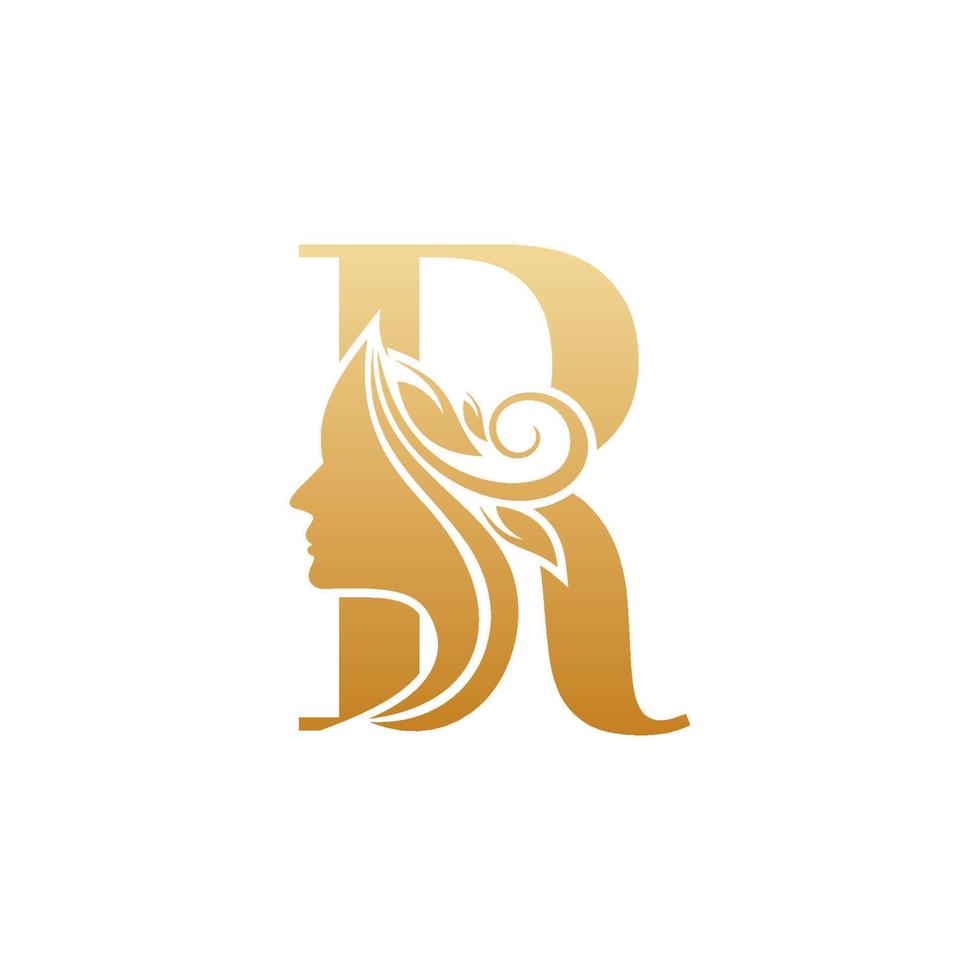 Initial R face beauty logo design templates vector