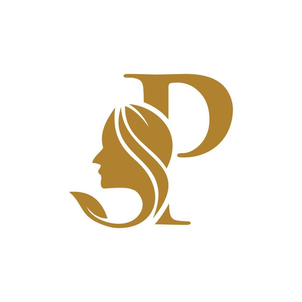 Initial P face beauty logo design templates vector