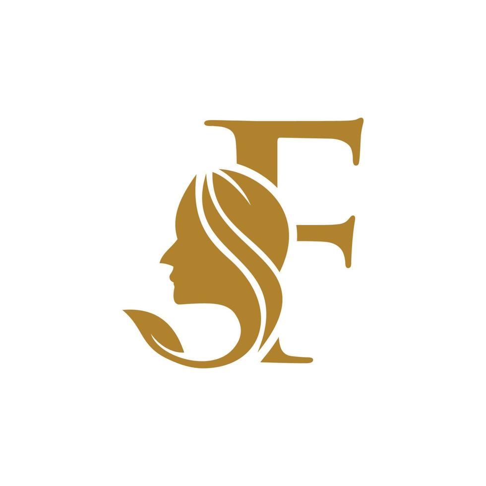 Initial F face beauty logo design templates vector