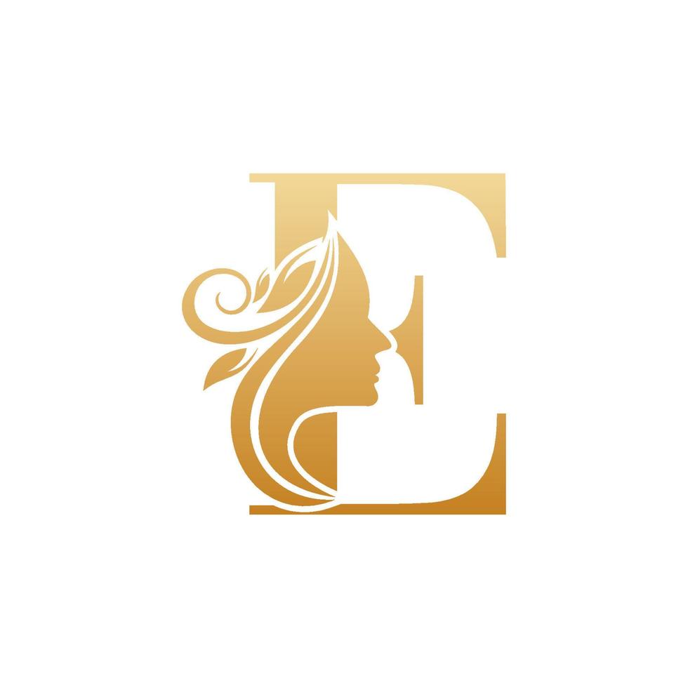 Initial E face beauty logo design templates vector