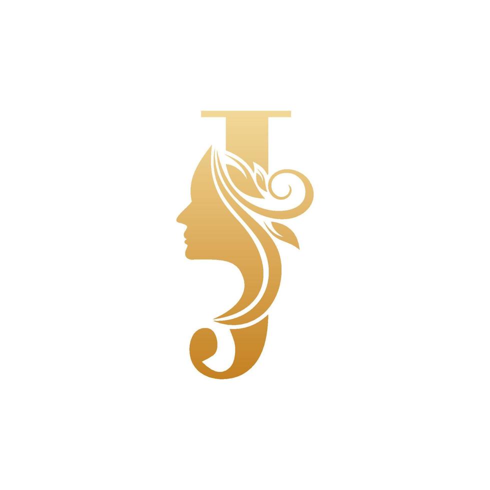 Initial J face beauty logo design templates vector