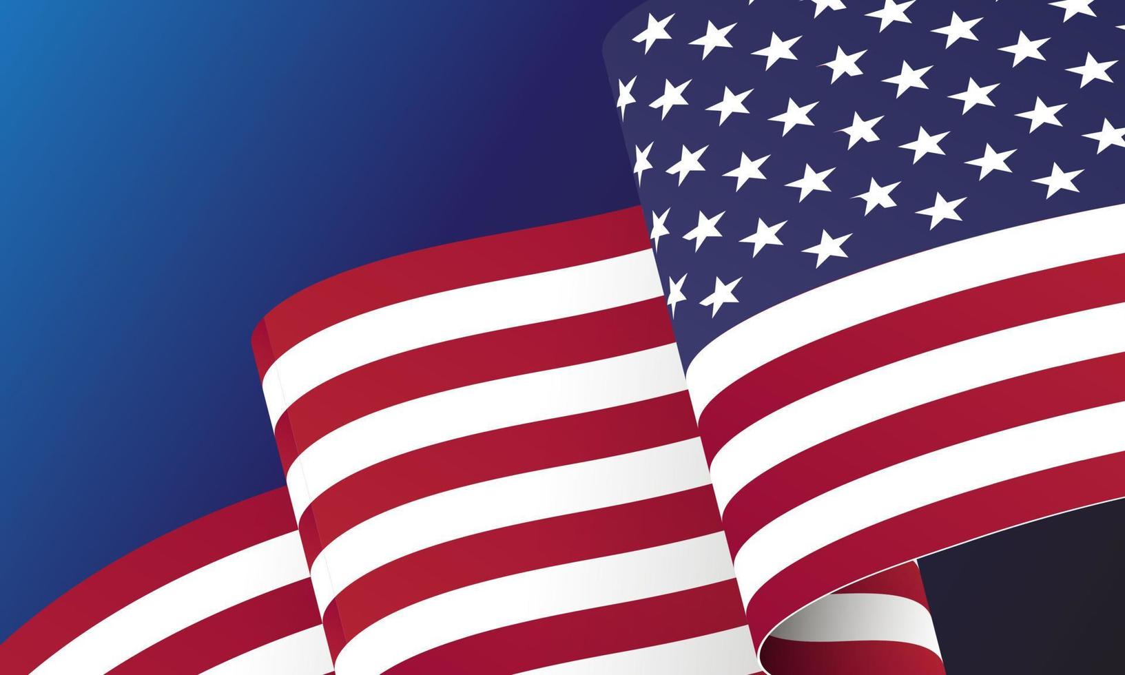 Waving flag of the United States. illustration of wavy American Flag for Independence Day. American flag on transparent background vector illustration. US, USA, banner.