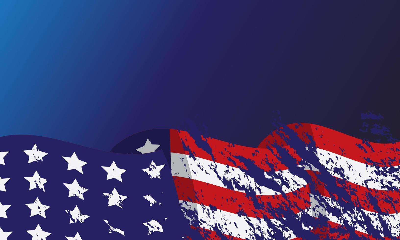 closeup of american USA flag with hand-drawn watercolor, united states of america on blue background vector