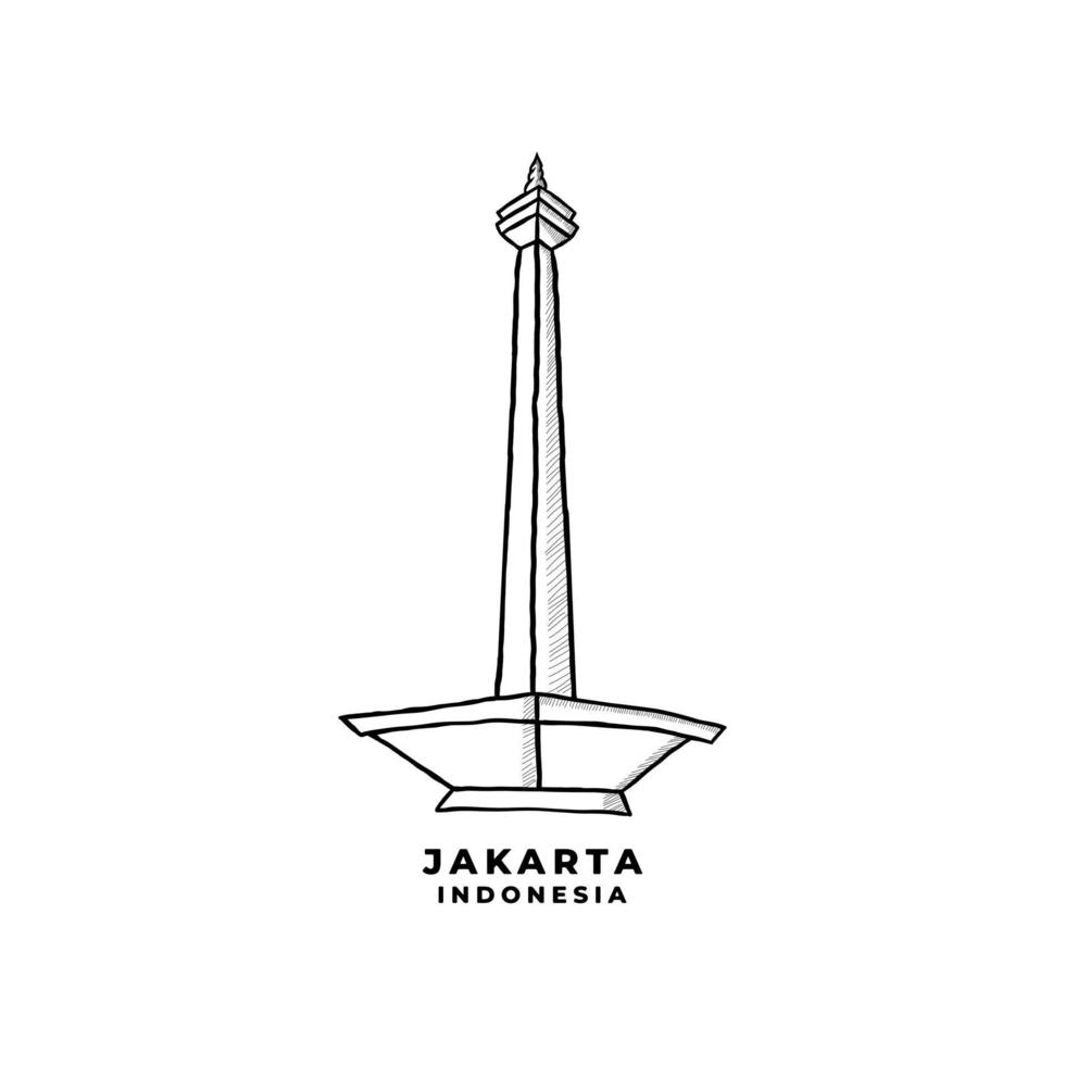 National Monument Jakarta Indonesia Vector. Historical Building In Jakarta Icon Cartoon Illustration vector