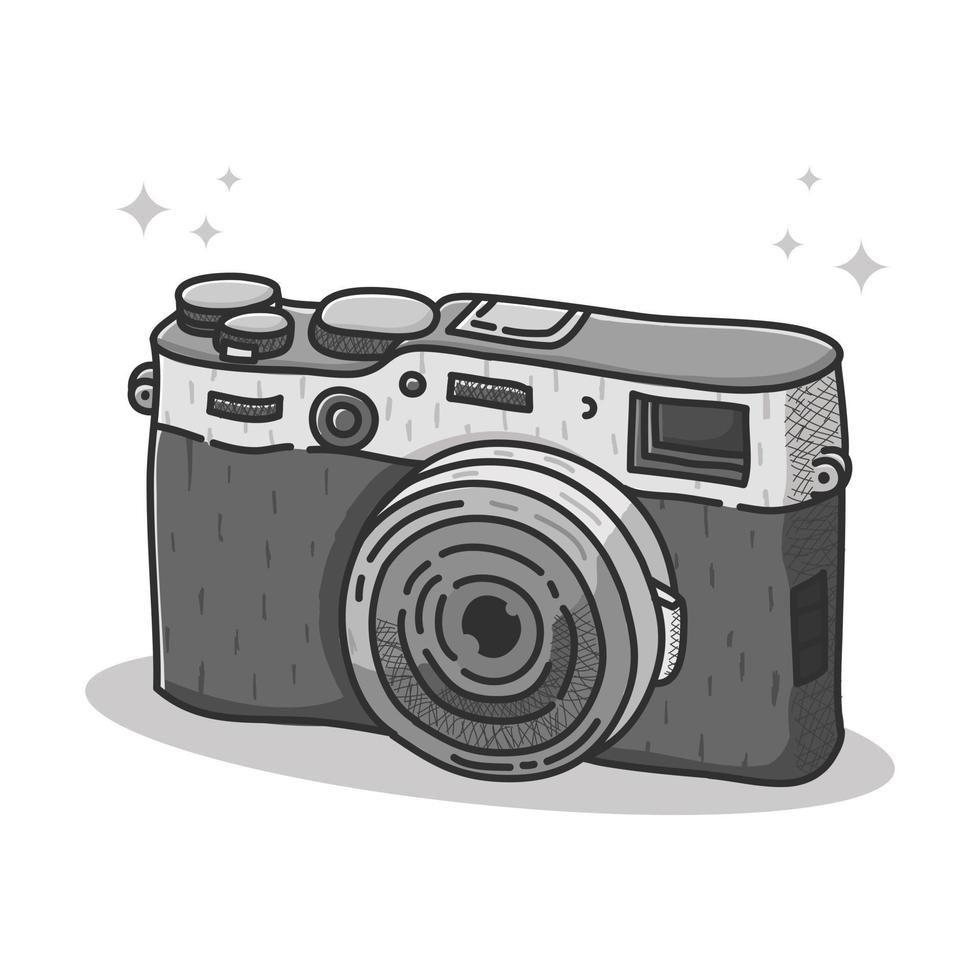 Camera Logo Cartoon Vector Design. Photography Logo Hand Drawn Studio Icon. Photographic Business Mascot