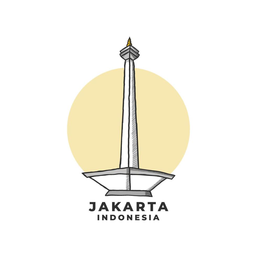 National Monument Jakarta Indonesia Vector. Historical Building Icon Cartoon Illustration vector