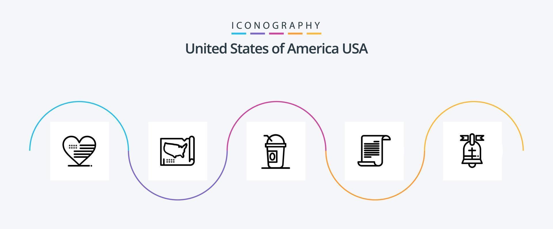 Usa Line 5 Icon Pack Including ring. usa. america. american. file vector