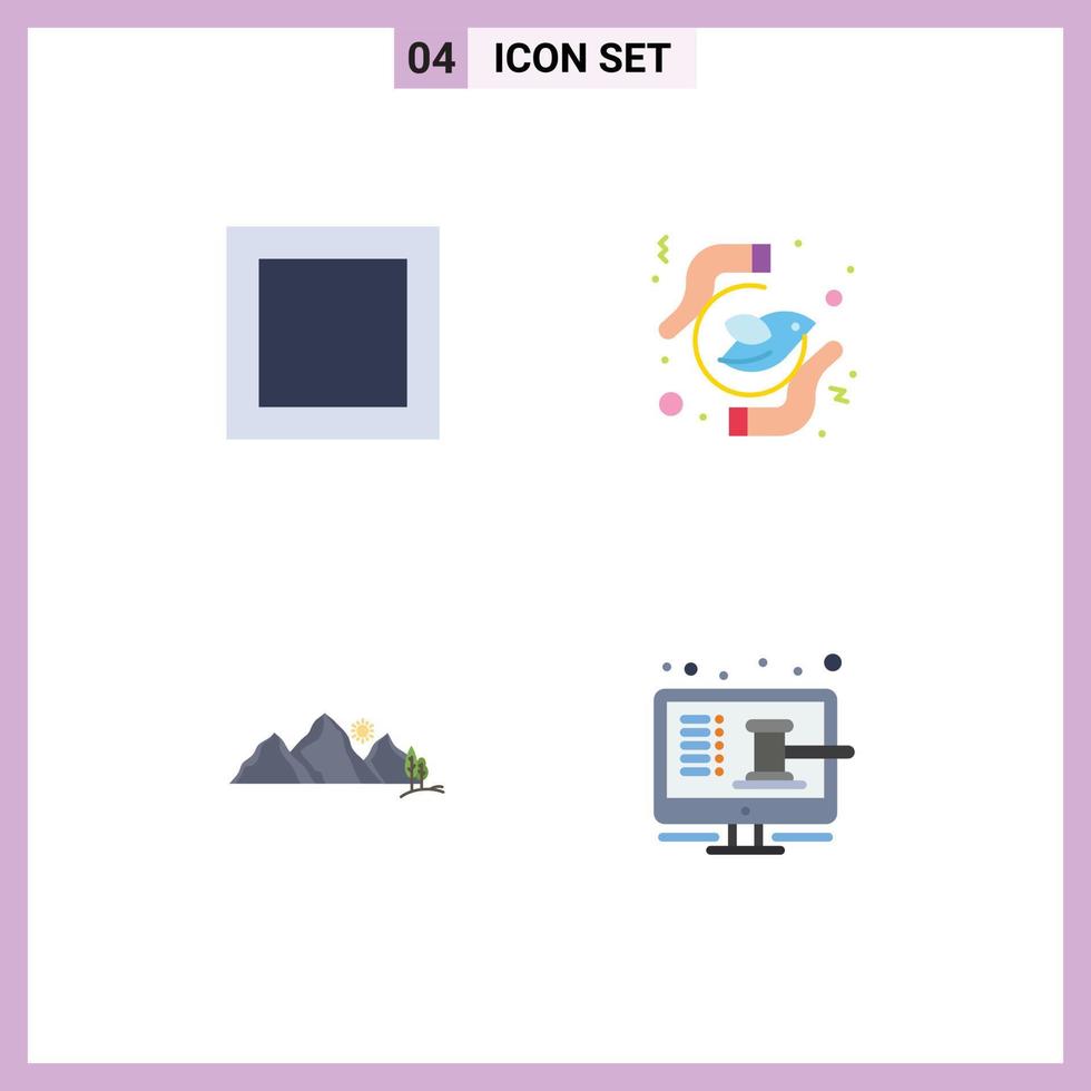 Modern Set of 4 Flat Icons Pictograph of layout nature feminism purity scene Editable Vector Design Elements