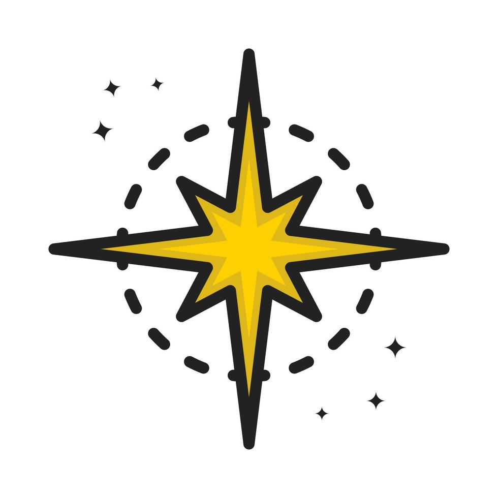 Star Space Icon Cartoon Filled Line Style. Comet Meteor Astronomy Logo Vector Illustration. Space Element Sticker