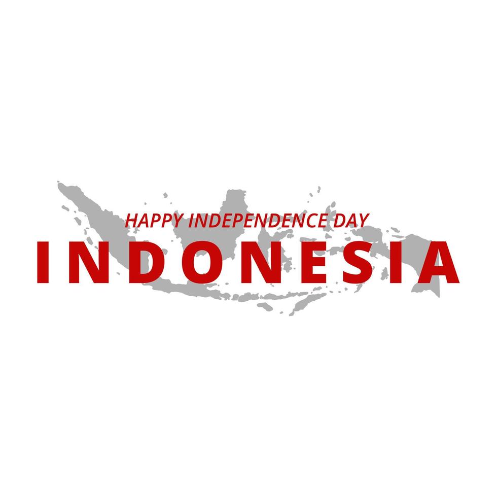 feliz día de la independencia bandera vectorial de indonesia. ilustración de diseño plano de cartel de ilustración de fondo de mapa de indonesia vector